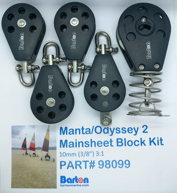 Barton Manta/Odyssey 2 Land Sailing Mainsheet Block Kit - 3:1