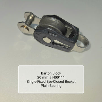 Barton Marine 20mm Single Block w/Fixed Eye & Becket (6mm Line)